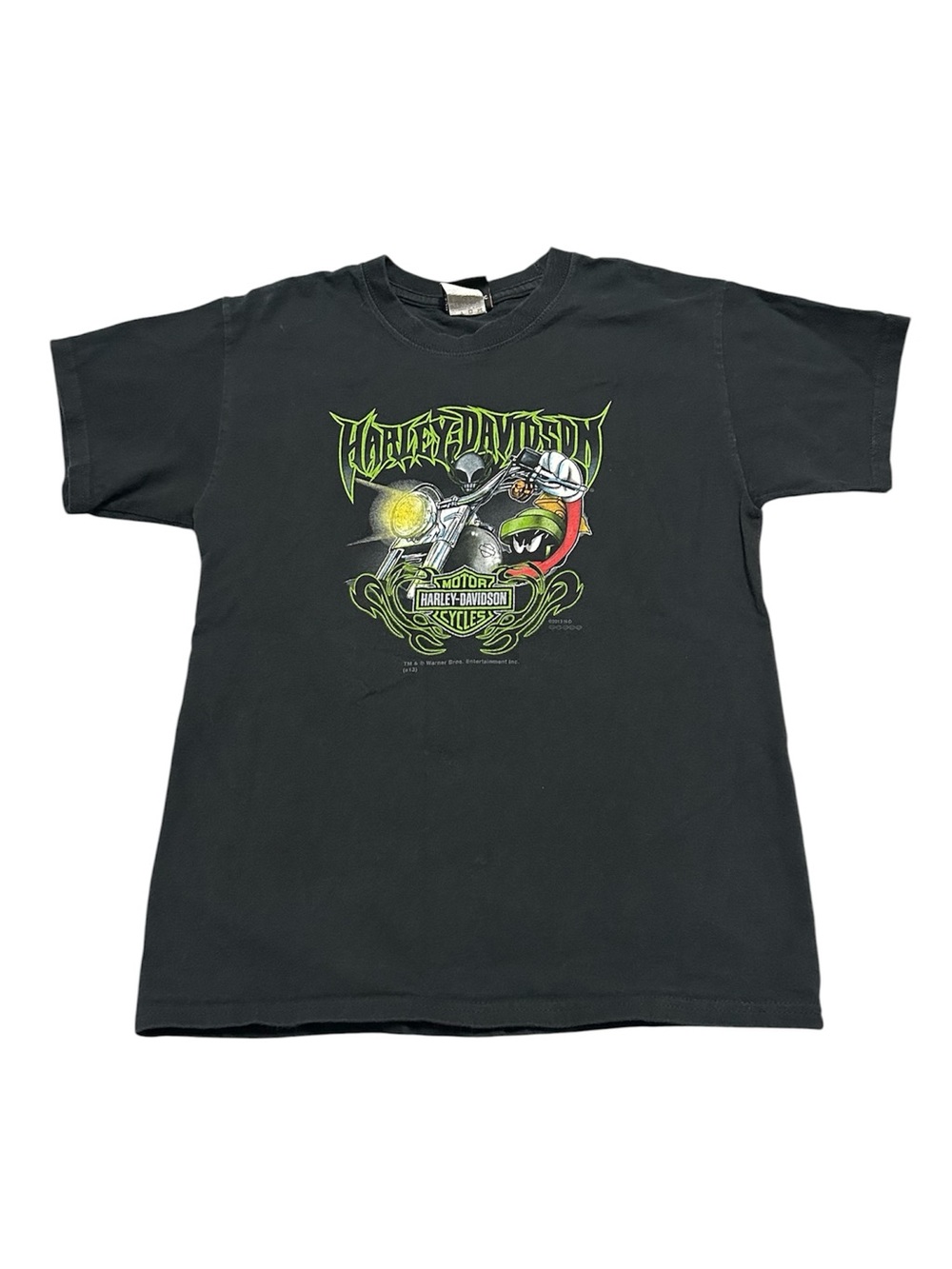 Vintage Y2k Youth Large Harley Davidson Looney Tunes Biker T-Shirt